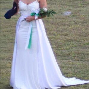 Sherri Hill White Prom Dress with Pearl Accents